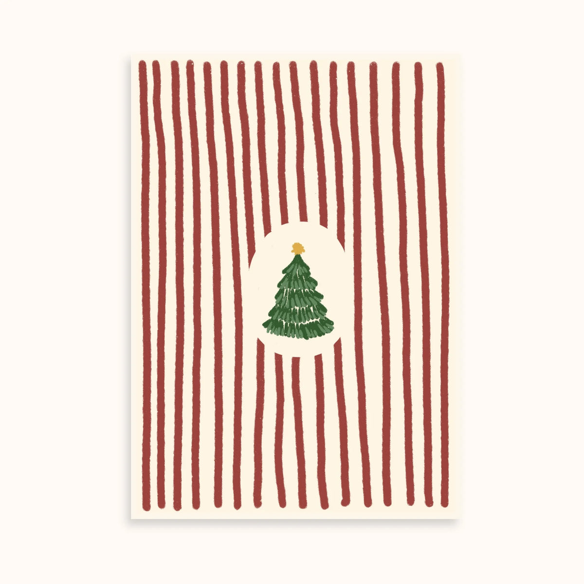 Rayas navideñas y ramas festivas vintage – Set de 2 pósters navideños
