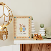 Bunny and Bear Holding Hands – Nursery & Kids Wall Art