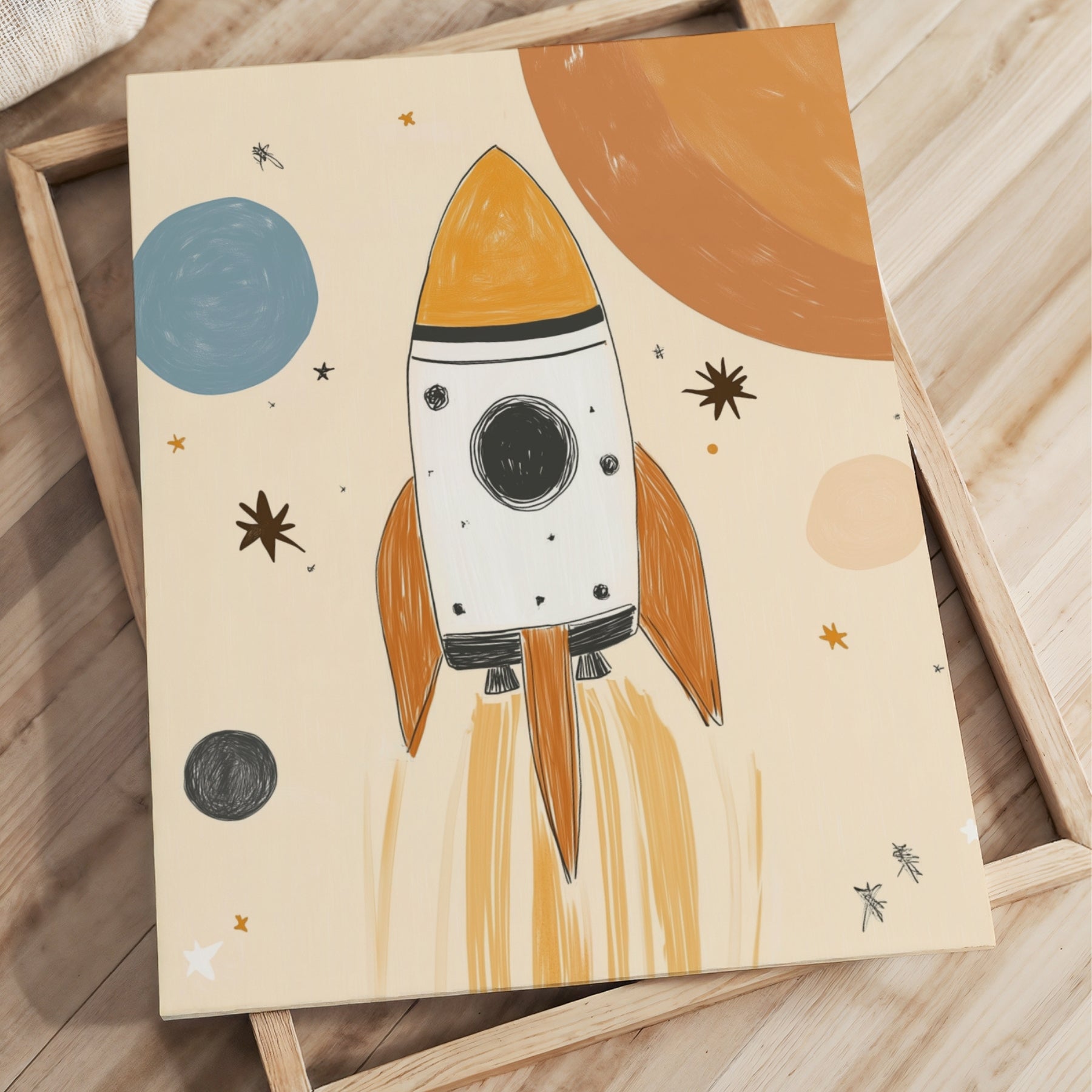 Rocket Ship Space Nursery Canvas Print