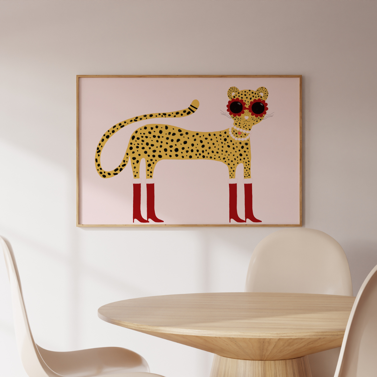Cool Pink Cheetah Print – Funny Animal Wall Art for Kids