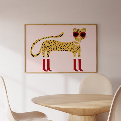 Cool Pink Cheetah Print – Funny Animal Wall Art for Kids