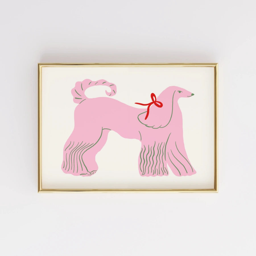 Pink Poodle Wall Art – Cute Dog Print for Girls Room