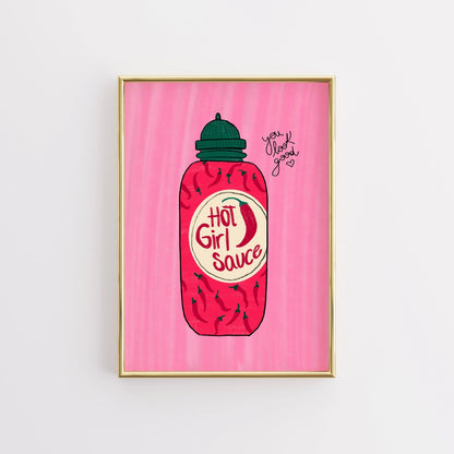Hot Girl Sauce Wall Art – Kitchen Poster