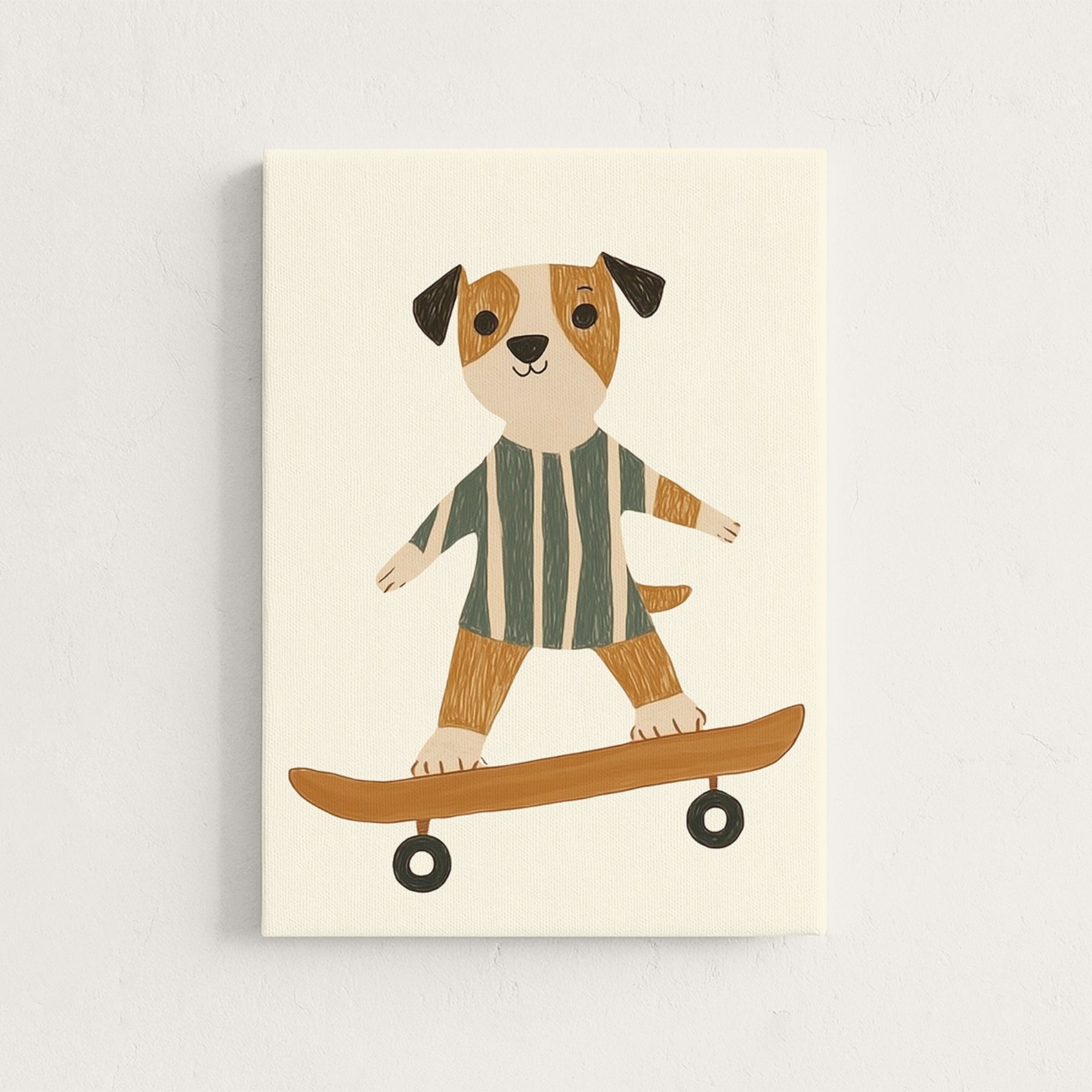 Skateboarding Dog Nursery Canvas Print