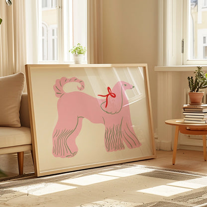 Pink Poodle Wall Art – Cute Dog Print for Girls Room