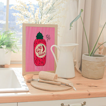 Hot Girl Sauce Wall Art – Kitchen Poster