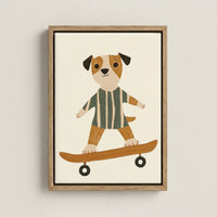 Skateboarding Dog Nursery Canvas Print