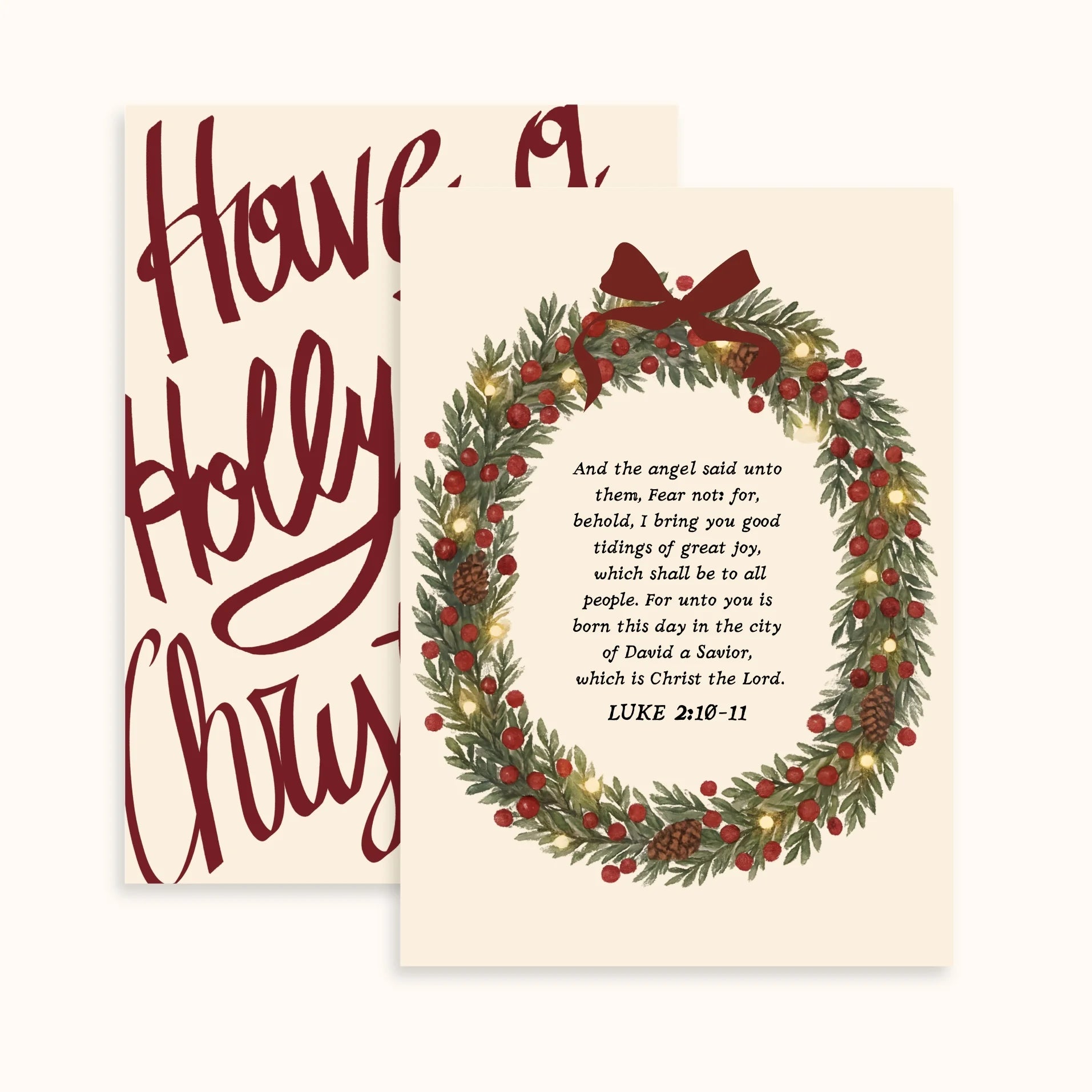 Couronne de Noël traditionnelle et citations Holly Jolly – Lot de 2 affiches de Noël