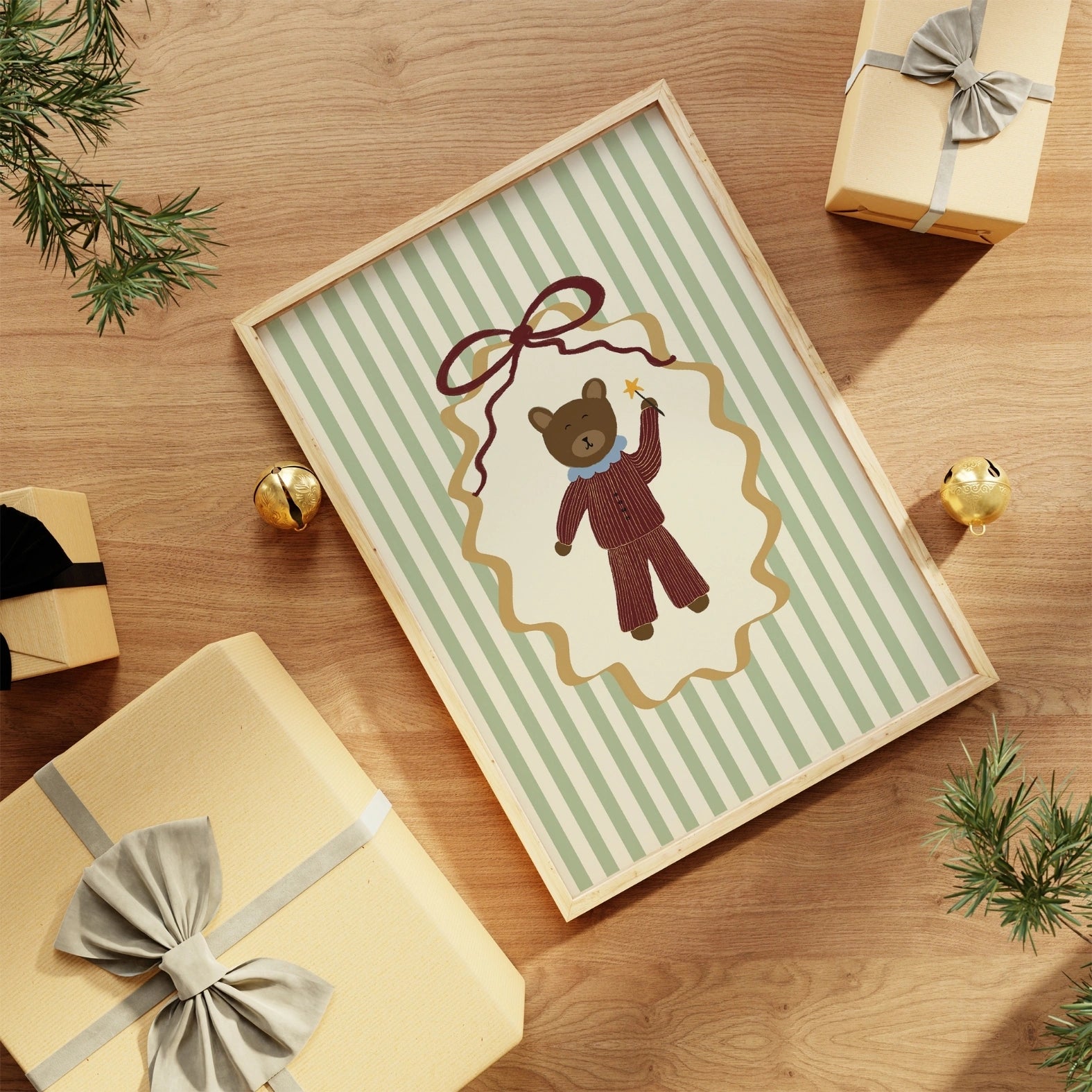 Lámina infantil de cachorro y gatito: adorable arte de pared de animales para niños