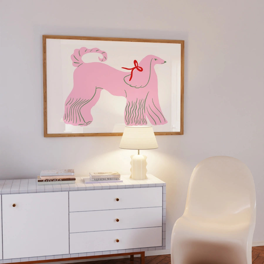 Pink Poodle Wall Art – Cute Dog Print for Girls Room