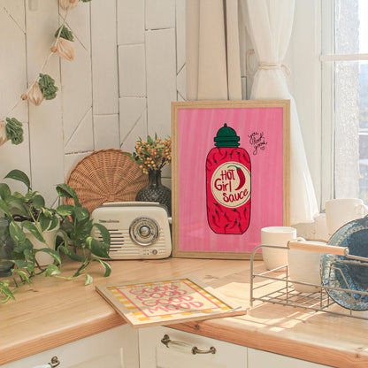 Hot Girl Sauce Wall Art – Kitchen Poster