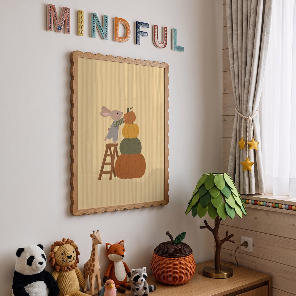 Bunny with Autumn Pumpkins – Nursery & Kids Wall Art