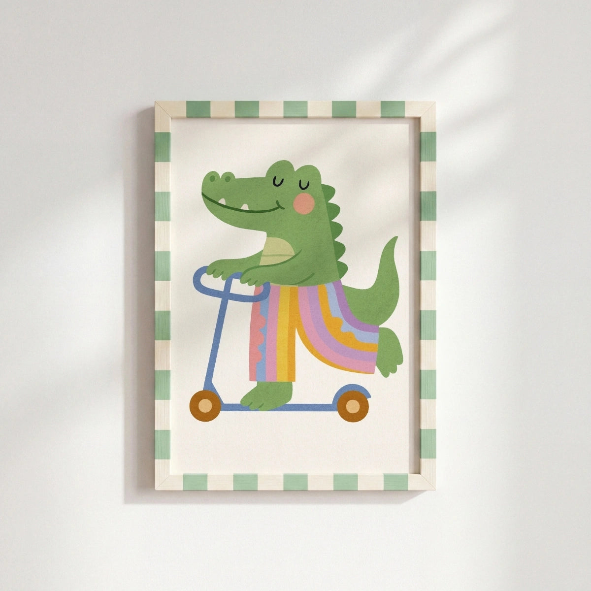 Scooter Crocodile Wall Art, Colorful Kids Decor