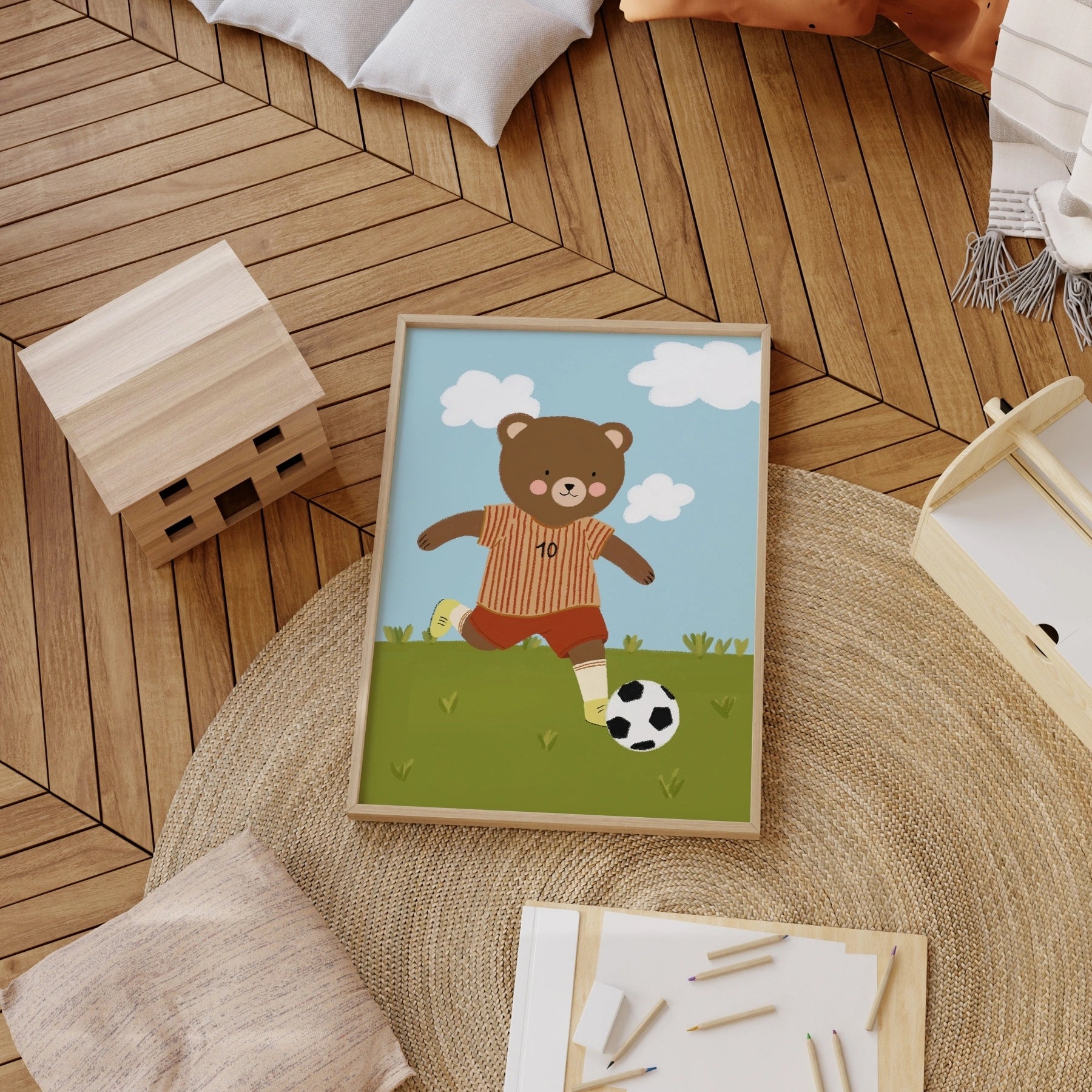 Soccer Bear Nursery Wall Art