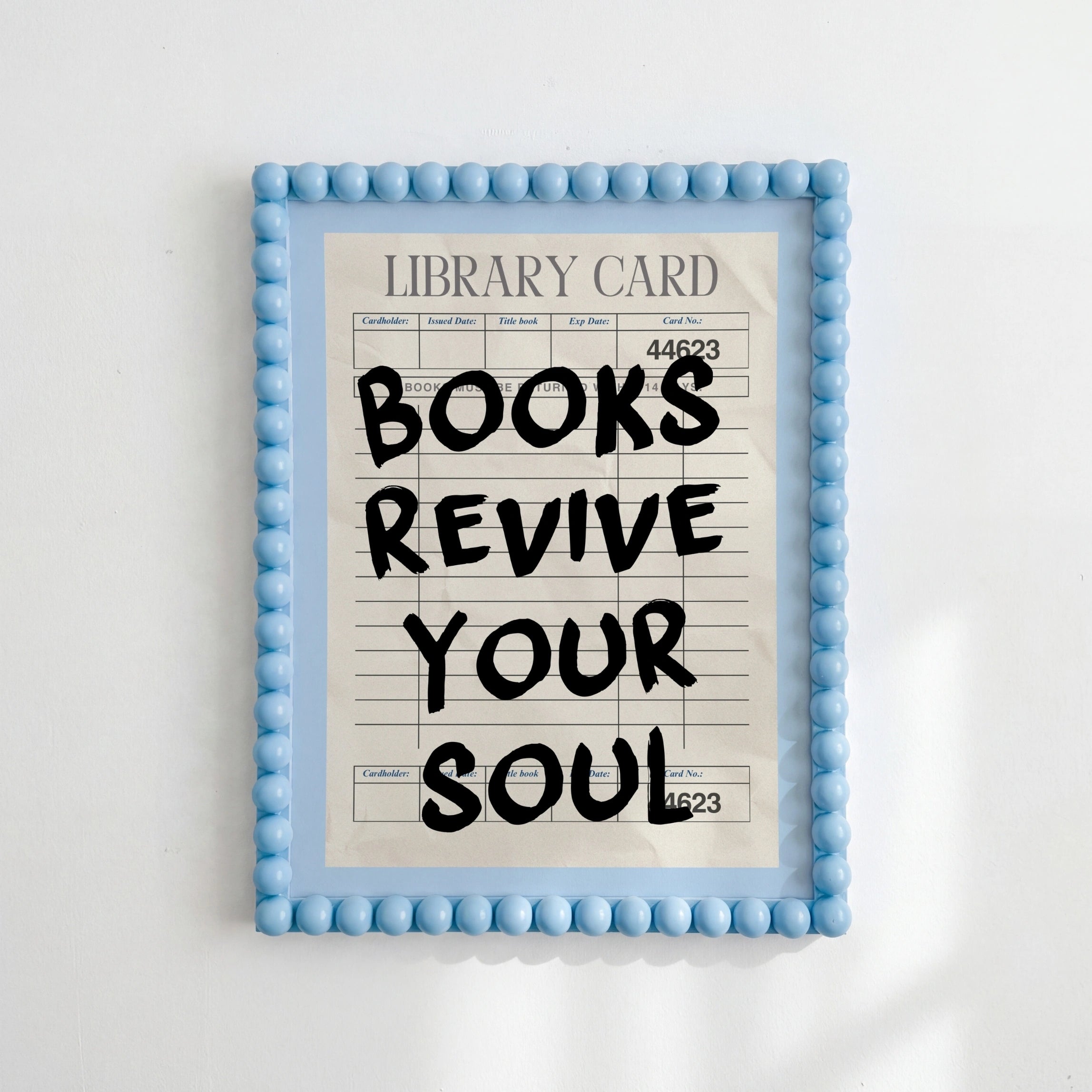 Books Revive Your Soul Print – Vintage Library Card Wall Art for Book Lovers