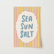Sea, Sun, Salt Yellow Stripes - Coastal Wall Art