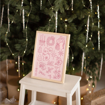 Christmas Line Art – Holiday Doodles Poster