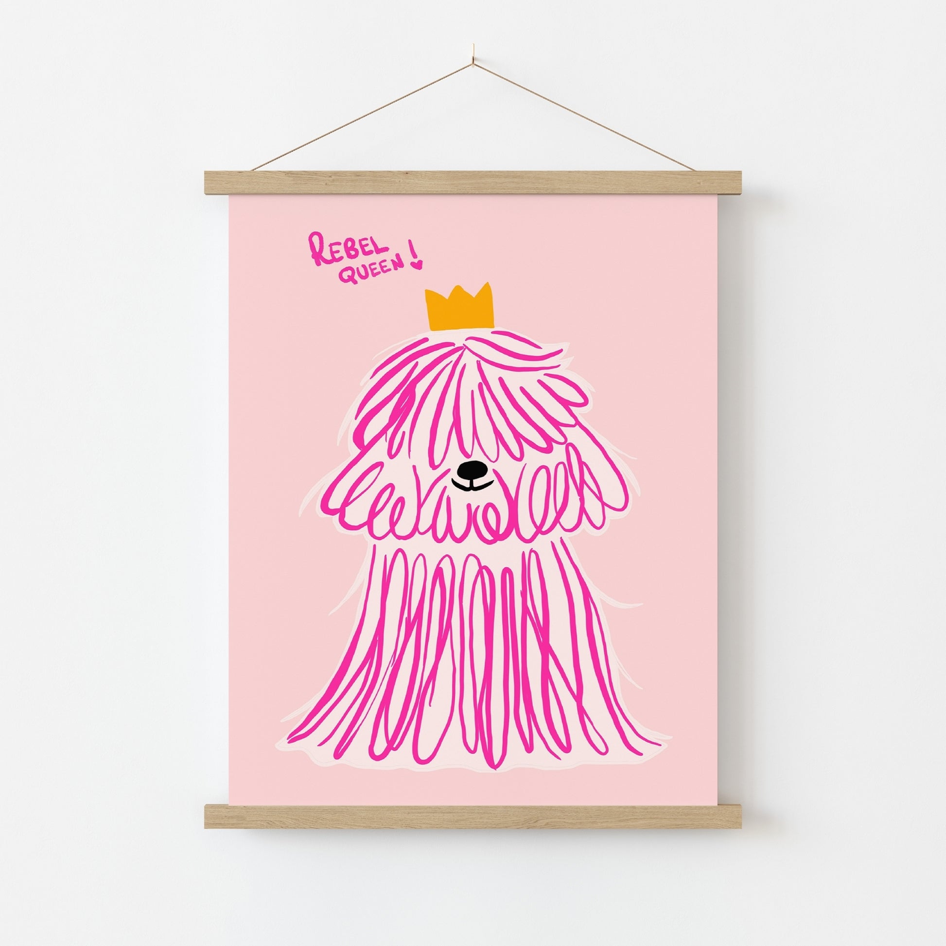 Rebel Queen Dog Wall Art - Pink Poodle Poster