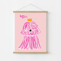 Rebel Queen Dog Wall Art - Pink Poodle Poster