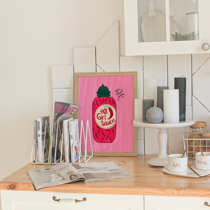 Hot Girl Sauce Wall Art – Kitchen Poster