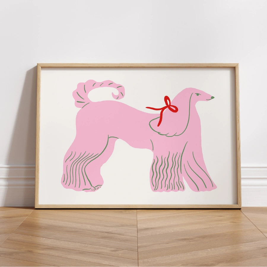 Pink Poodle Wall Art – Cute Dog Print for Girls Room