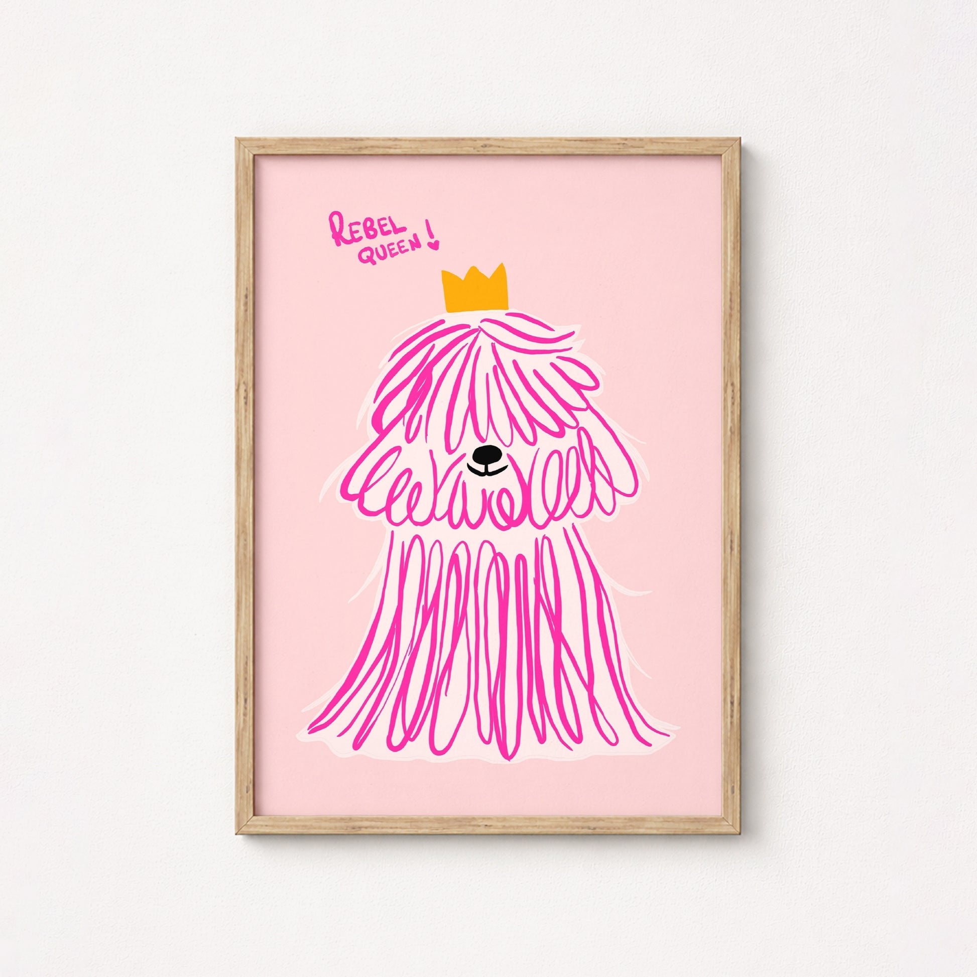 Rebel Queen Dog Wall Art - Pink Poodle Poster