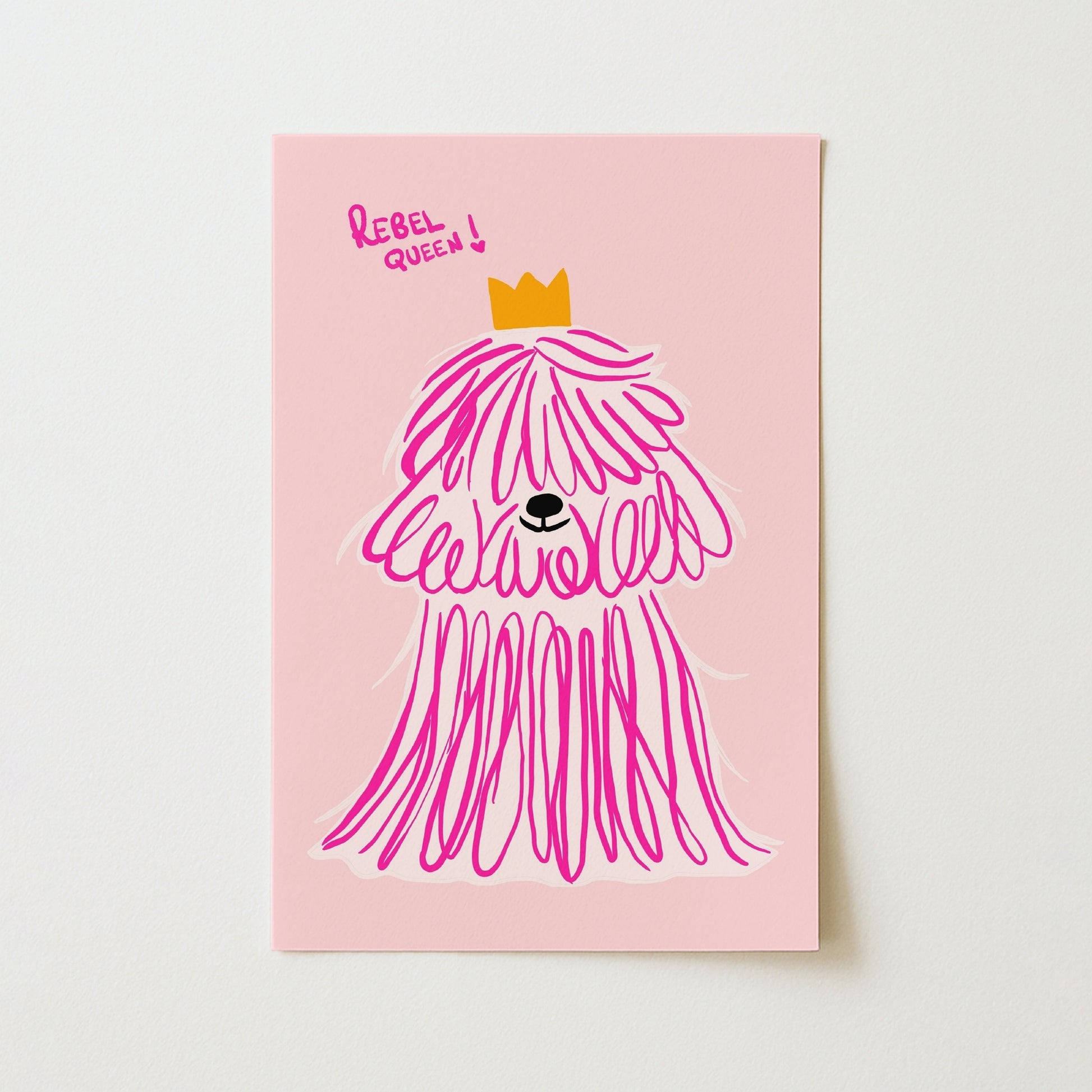 Rebel Queen Dog Wall Art - Pink Poodle Poster