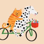 Cat and Dog on Bicycle – Nursery & kids wall art