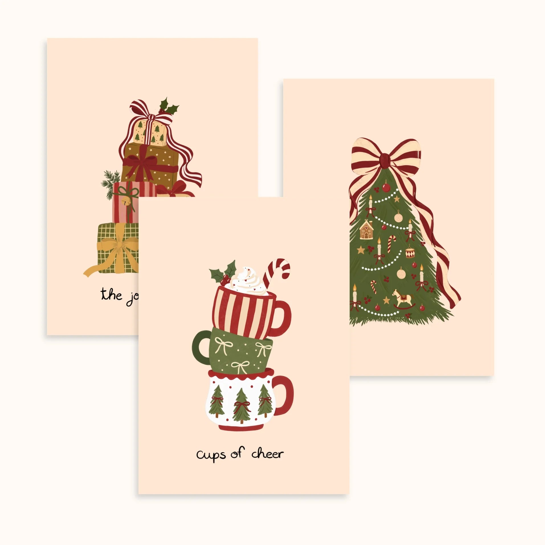 Christliche Glaubenssprüche und Blumenmotive – 3er-Set Weihnachtsposter