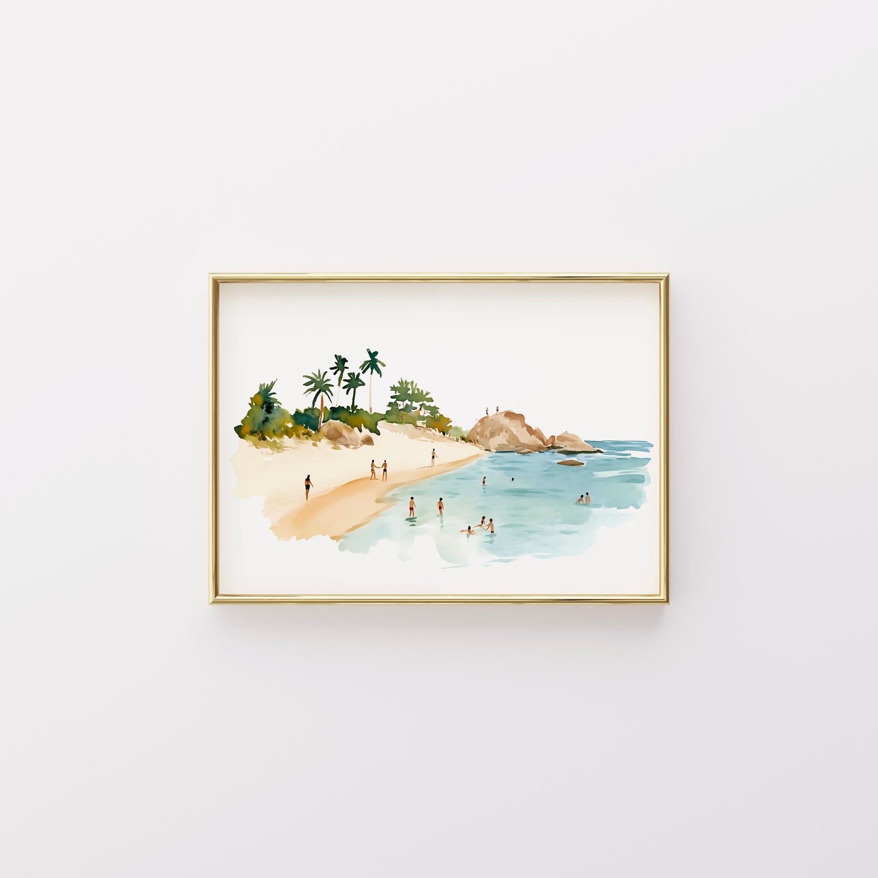 Tropical Beach Wall Art – Watercolor Summer Landscape Print