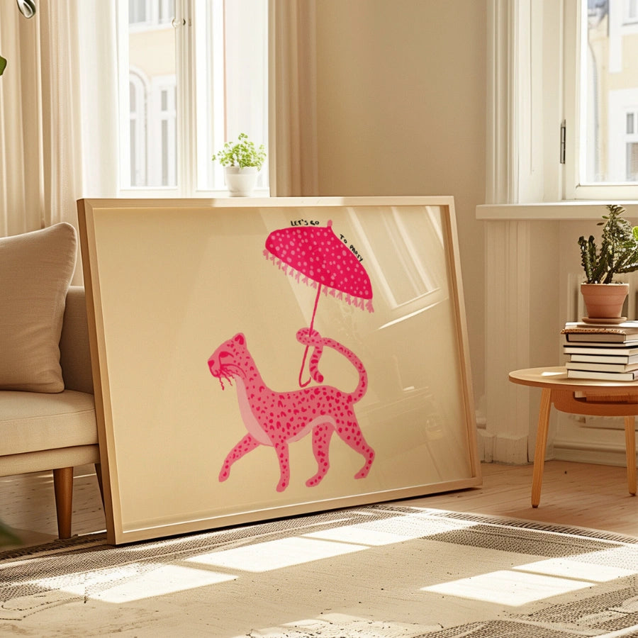 Paris Pink Leopard Wall Art – Quirky Maximalist Animal Print