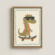Cool Dinosaur Skateboard Art – Nursery & Kids Canvas Wall Art