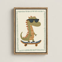 Cool Dinosaur Skateboard Nursery Canvas Print