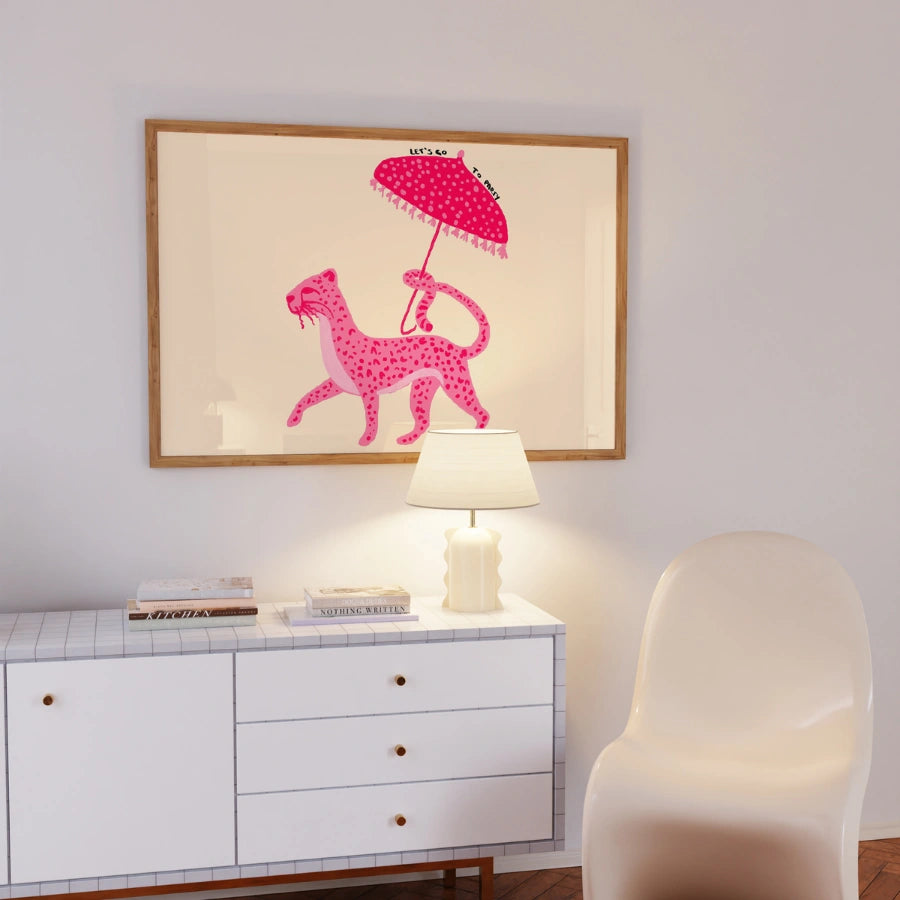 Paris Pink Leopard Wall Art – Quirky Maximalist Animal Print