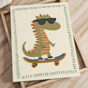 Cool Dinosaur Skateboard Art – Nursery & Kids Canvas Wall Art