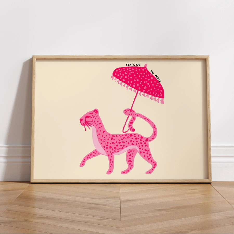 Paris Pink Leopard Wall Art – Quirky Maximalist Animal Print