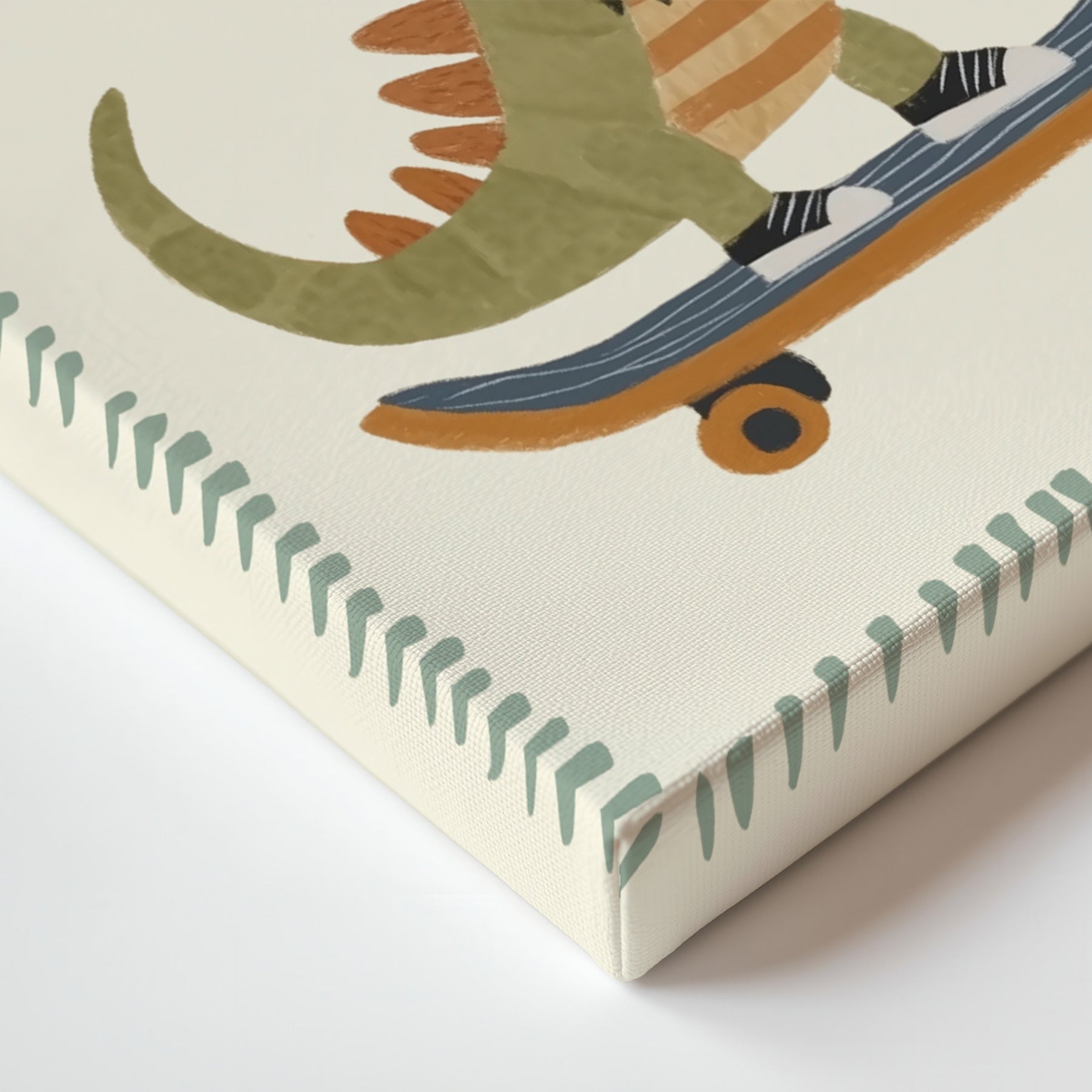 Cool Dinosaur Skateboard Nursery Canvas Print