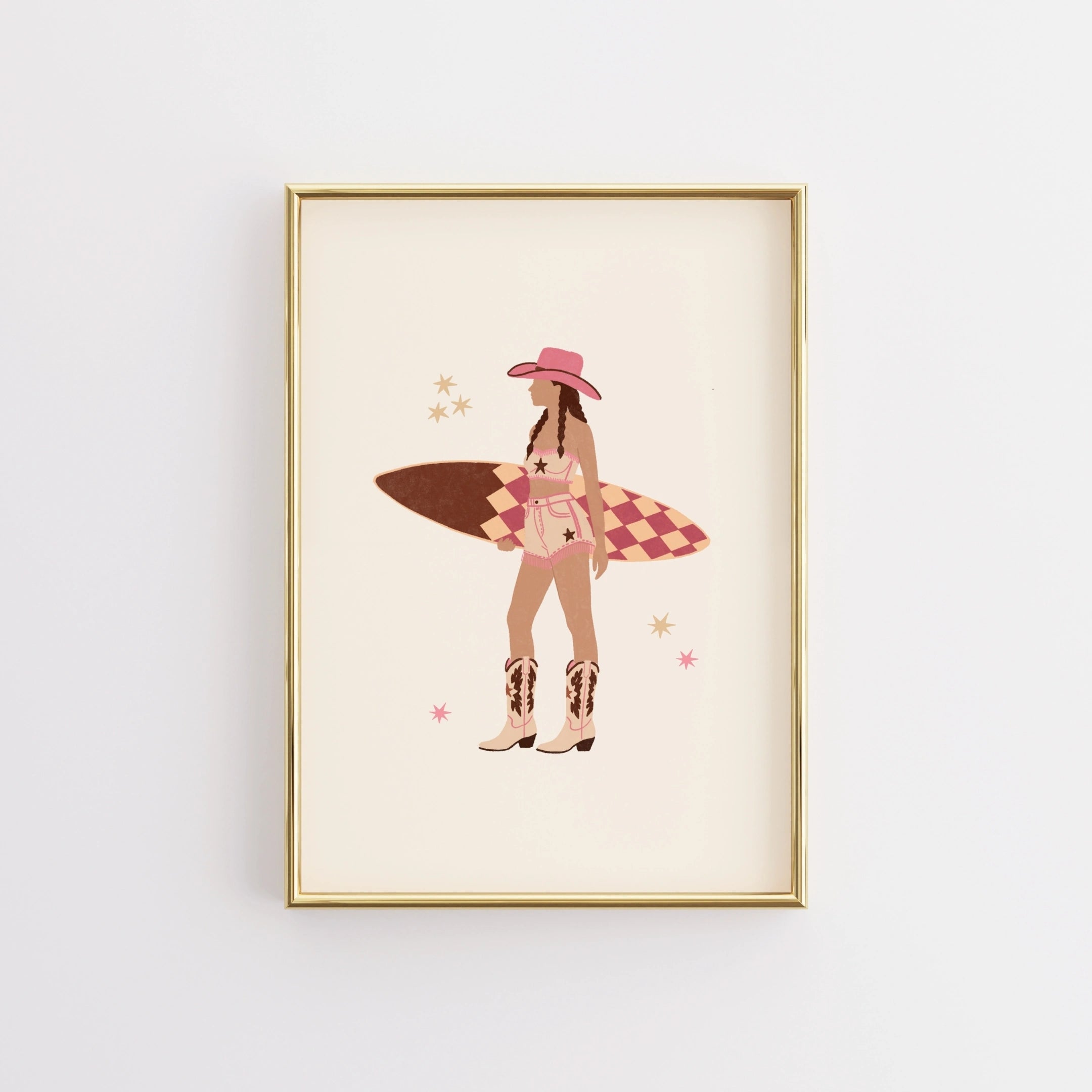 Coastal Cowgirl Surfer Girl Wall Art