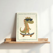 Cool Dinosaur Skateboard Art – Nursery & Kids Canvas Wall Art