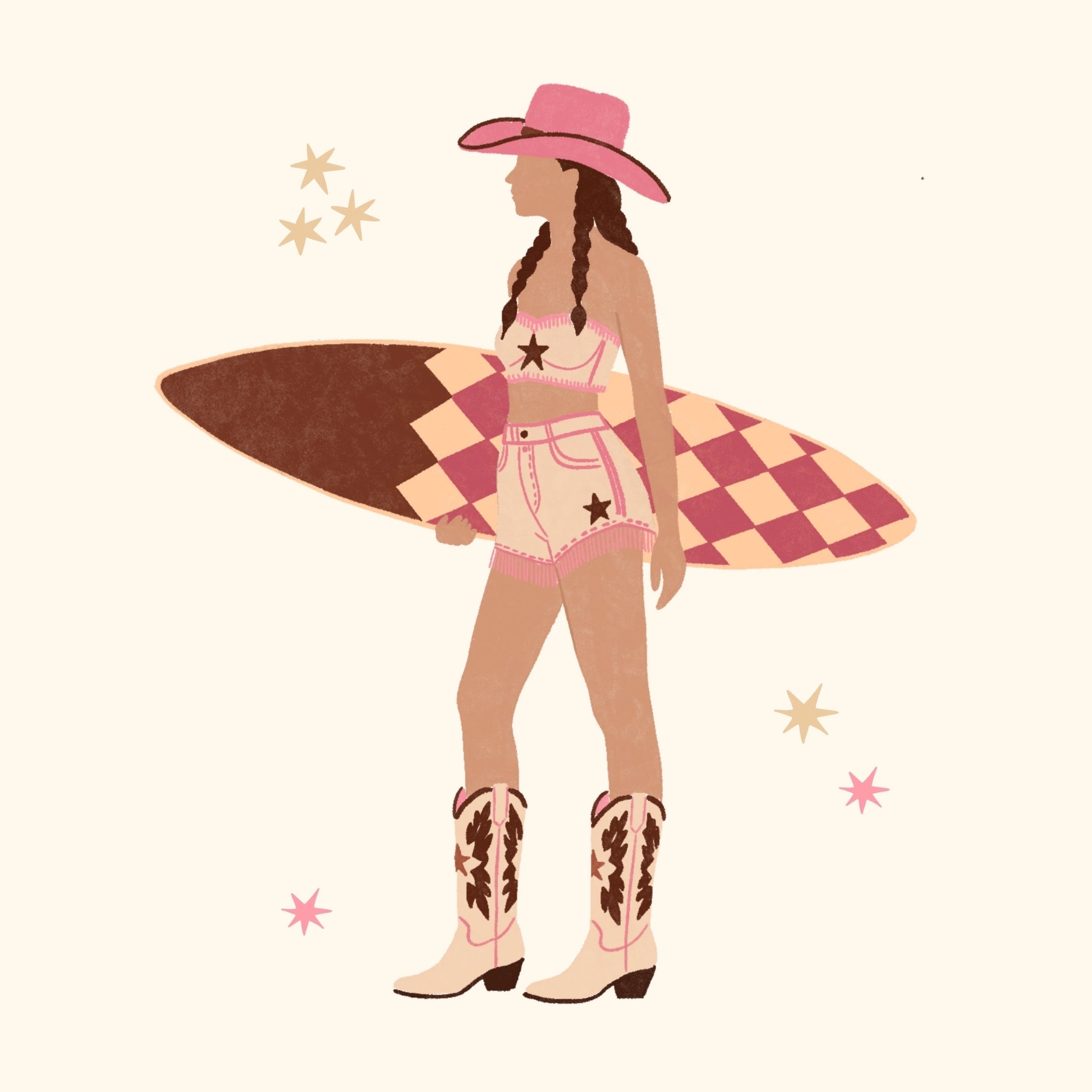 Coastal Cowgirl Surfer Girl Wall Art