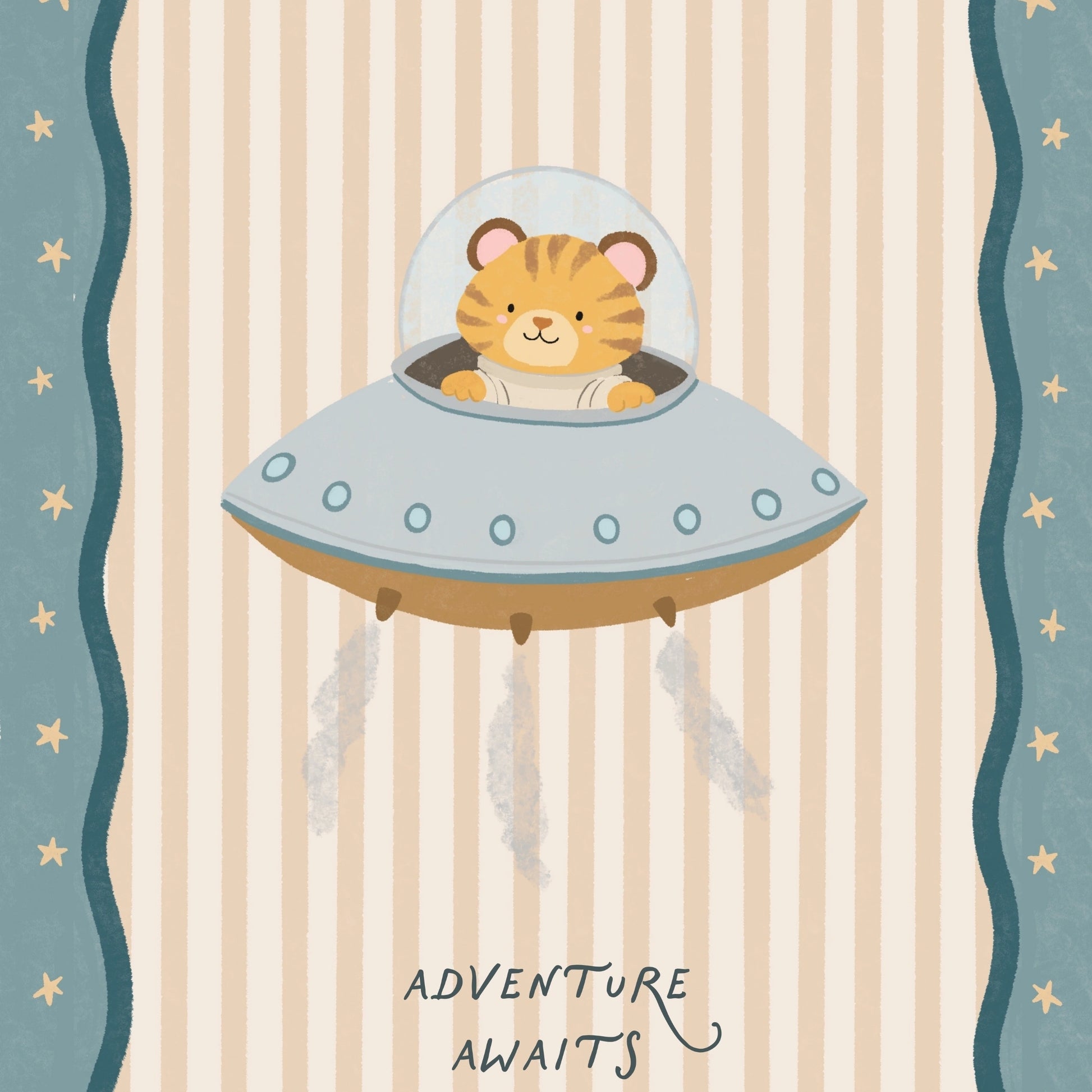 Tiger UFO Nursery Print