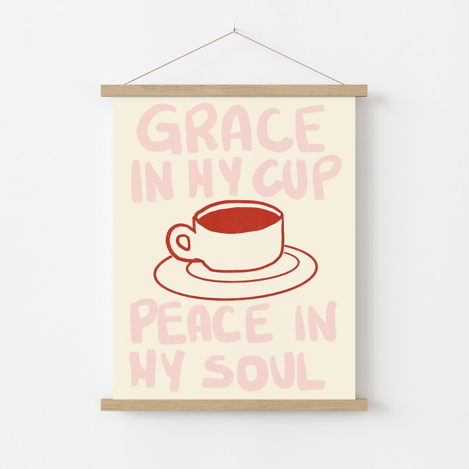 Grace in My Cup Christian Wall Art – Minimal Coffee Faith Print