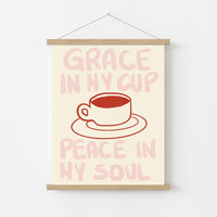Grace in My Cup Christian Wall Art – Minimal Coffee Faith Print