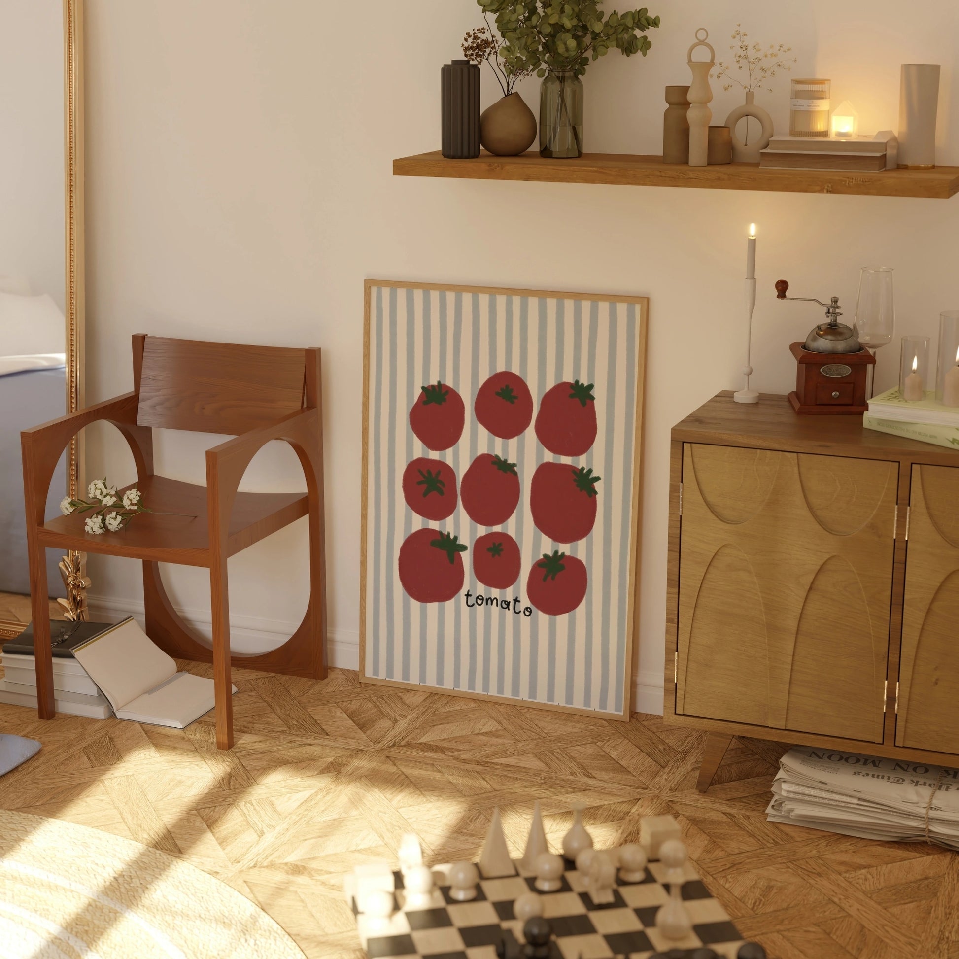 Decorazione murale per la tavola da pranzo italiana – Stampa di pasta, vino e cucina