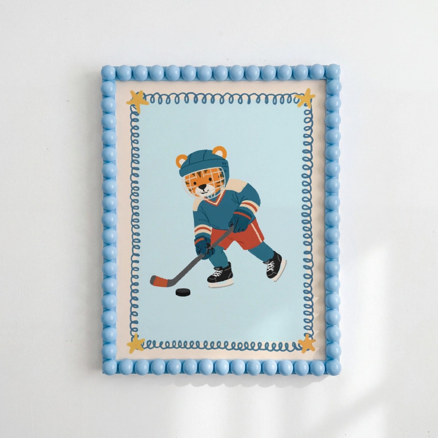 Hockey Tiger Nursery Wall Art, Kids Sports Wall Art