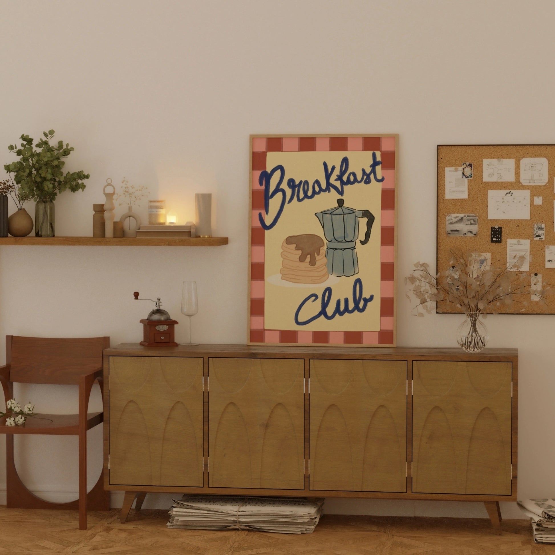 Decorazione murale per la tavola da pranzo italiana – Stampa di pasta, vino e cucina