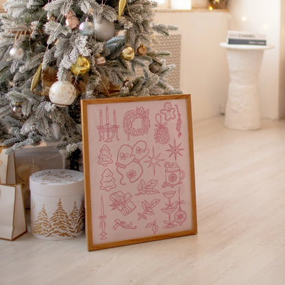 Christmas Line Art – Holiday Doodles Poster