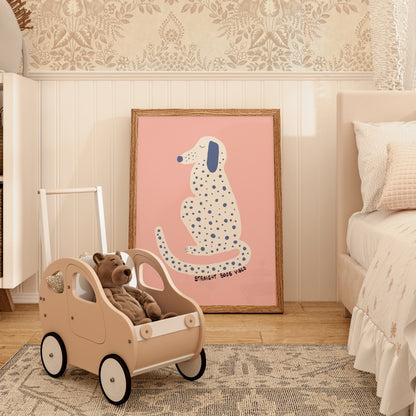 Boss Vibes Dog Print – Cute Pink Nursery Wall Art
