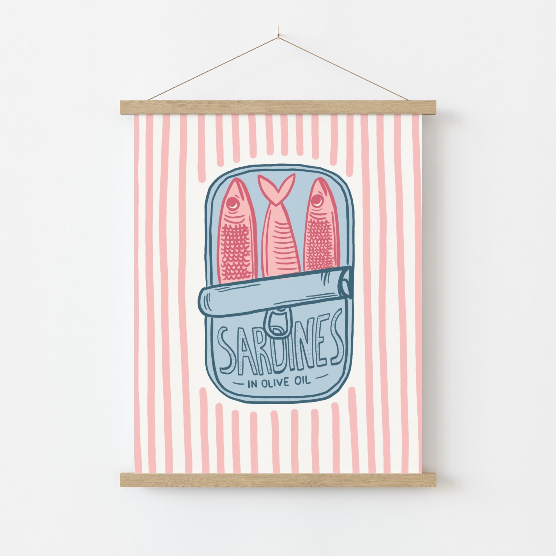 Pink Vintage Fish Poster, Kitchen Wall Decor