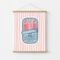 Pink Vintage Fish Poster, Kitchen Wall Decor